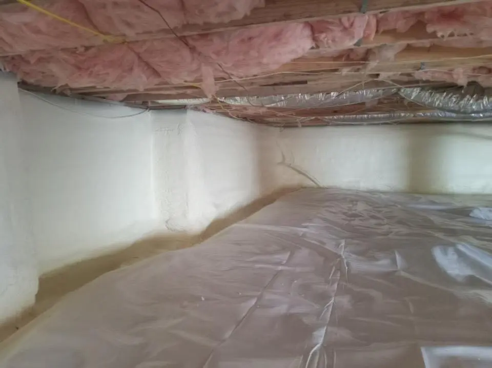 Crawl space encapsulation with closed-cell spray foam for Attic Insulation in Berwick